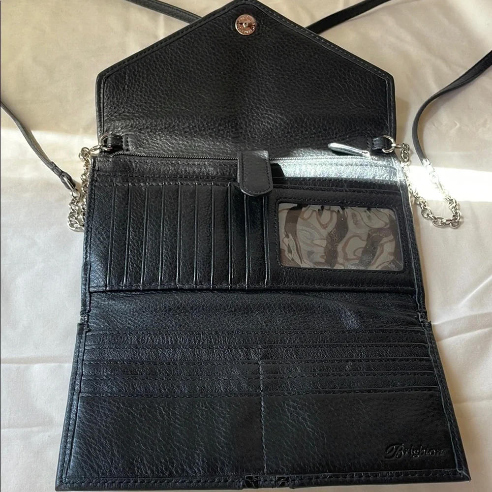 Brighton Black Crossbody Bag with Sleek Leather and Metallic Accents - Picture 4 of 11